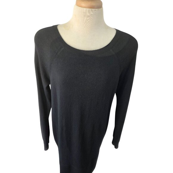 J Crew Tulip Silhouette Shift Dress Size M Lightweight Black Knit Long Sleeve - Picture 3 of 6
